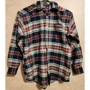 Rough Stock Panhandle Slim Men Large Plaid Button Down Shirt Multi Color Western
